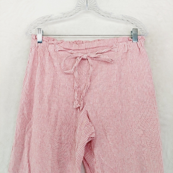 BeachlunchLounge Collections Linen Pink White Pin Stripe Pants P6614 - Picture 4 of 10